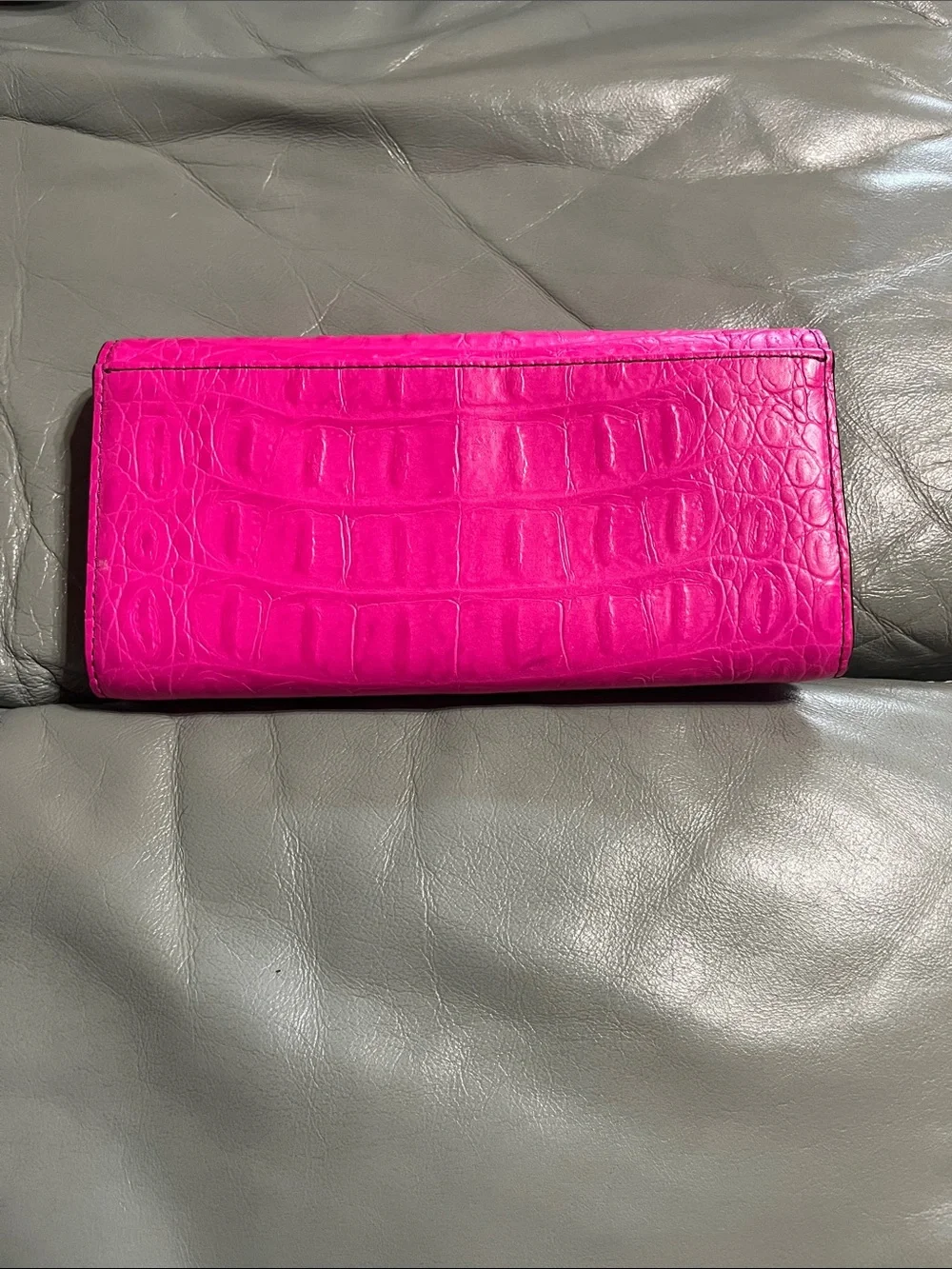 Kate Spade Hot Pink Croc-Embossed Leather Wallet